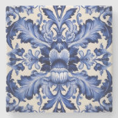 Elegant Chic Delsoftware Blue Blume Steinuntersetzer (Vorderseite)