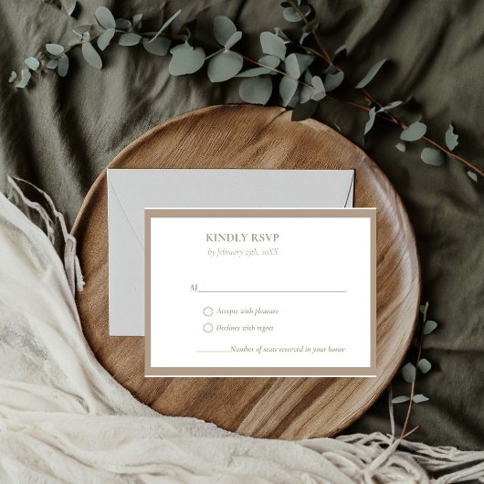 Elegant & Chic Emerald Taupe Hochzeit RSVP Karte