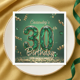Elegant Chic Emerald und Gold Jewel 30. Geburtstag Serviette