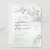 Elegant Chic Eucalyptus Couple Dusche Einladung (Vorderseite)