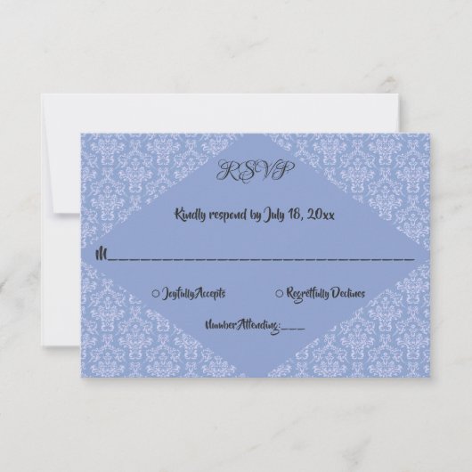 Elegant Chic Extravagant Navy Blue Damask Formal H RSVP Karte (Vorderseite)