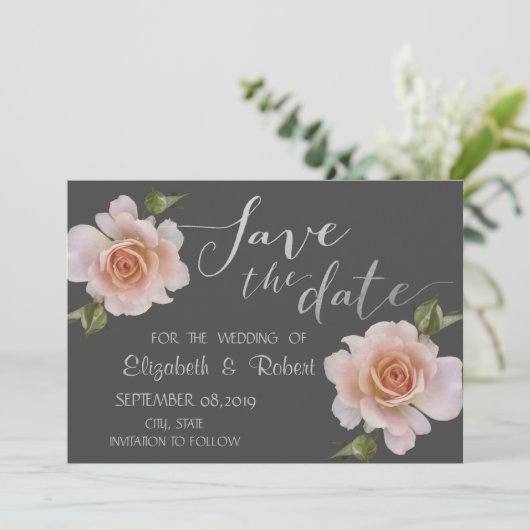 Elegant Chic Floral Save the Date (Stehend Vorderseite)