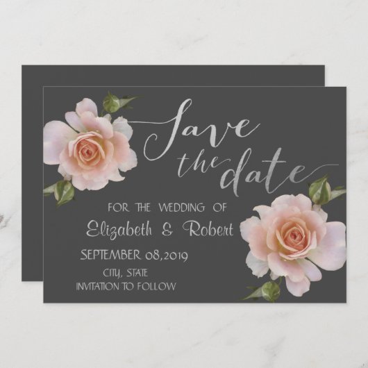 Elegant Chic Floral Save the Date (Vorne/Hinten)