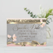 Elegant Chic Floral Save the Date (Stehend Vorderseite)