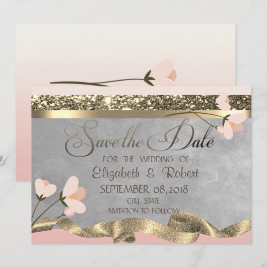Elegant Chic Floral Save the Date (Vorne/Hinten)