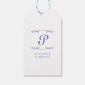 Elegant Chic French Blue Initial Wedding Geschenkanhänger (Vorderseite)