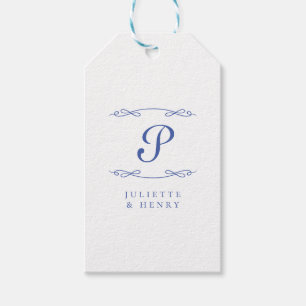 Elegant Chic French Blue Initial Wedding Geschenkanhänger