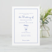 Elegant Chic French Periwinkle Blue Wedding Einladung (Stehend Vorderseite)