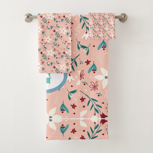 Elegant Chic froram Muster Pink Badhandtuch Set (Insitu)