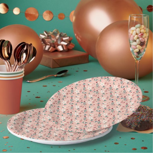 Elegant Chic froram Muster Pink Pappteller (Multi)