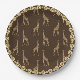 Elegant Chic Giraffe Stylish Gold Kristall Glam Pappteller