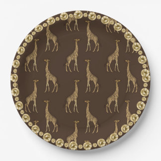 Elegant Chic Giraffe Stylish Gold Kristall Glam Pappteller
