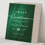 Elegant Chic Glitter Sweet 16 Birthday Emerald  Einladung<br><div class="desc">Celebrate in Style with Chic Glitter fabric Sweet 16 Invitation. Make your Sweet 16 party unforgettable with the Chic Glitter fabric invitation. Customize with your party details for a chic and elegant touch.</div>