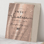 Elegant Chic Glitter Sweet 16 Birthday Rose Gold  Einladung<br><div class="desc">Celebrate in Style with Chic Glitter fabric Sweet 16 Invitation. Make your Sweet 16 party unforgettable with the Chic Glitter fabric invitation. Customize with your party details for a chic and elegant touch.</div>