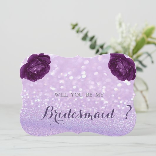 Elegant Chic Glittery Bokeh,Rose Bridesmaid Card Einladung (Stehend Vorderseite)
