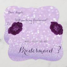Elegant Chic Glittery Bokeh,Rose Bridesmaid Card