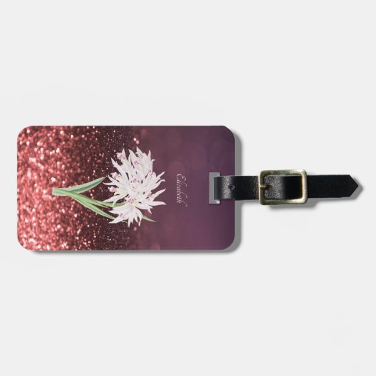 Elegant Chic Glitzer Bokeh Ombre, Blume Gepäckanhänger (Vorderseite horizontal)