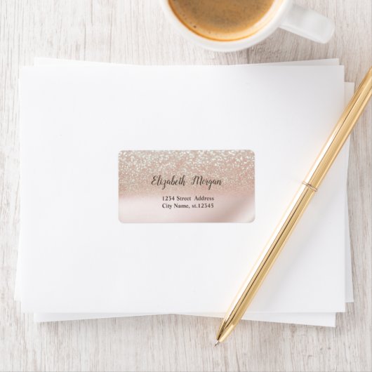 Elegant Chic Glitzer Ombre Bokeh Adressaufkleber (Insitu)