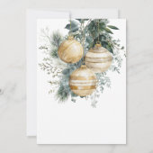 Elegant Chic Gold Baubles Greenery Christmas Party Einladung (Rückseite)