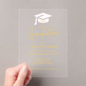 Elegant & Chic Gold Calligraphy Graduation Party Acryleinladungen (Insitu (Handheld))