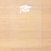 Elegant & Chic Gold Calligraphy Graduation Party Acryleinladungen (Vorderseite)