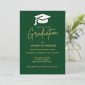 Elegant & Chic Gold Calligraphy Graduation Party Einladung (Stehend Vorderseite)