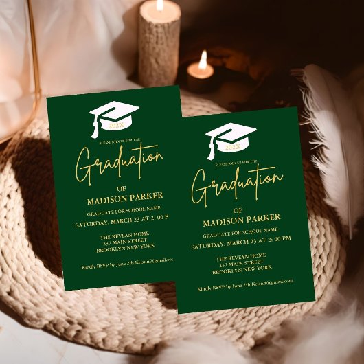 Elegant & Chic Gold Calligraphy Graduation Party Einladung