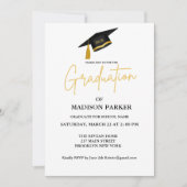 Elegant & Chic Gold Calligraphy Graduation Party Einladung (Vorderseite)