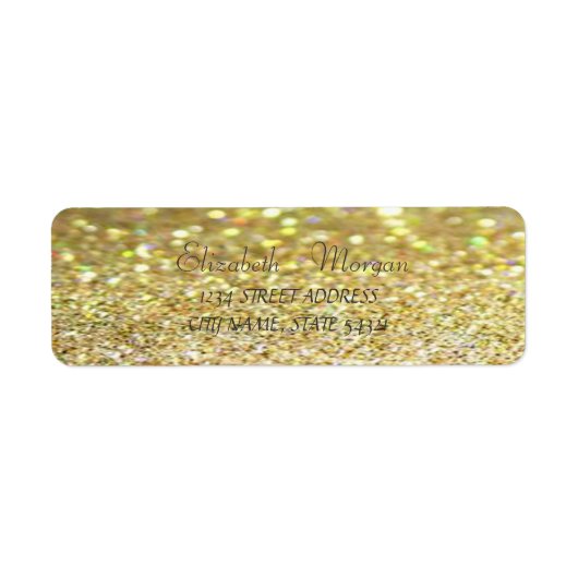 Elegant Chic Gold Glittery Bokeh Adressetikett (Vorne)