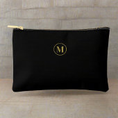 Elegant Chic Gold Initial & Black Minimalistisch Zubehörtasche