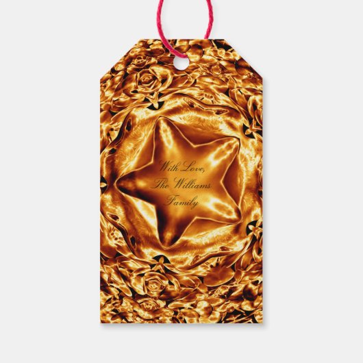 Elegant Chic Gold Kupfer Weihnachtsstern Shiny Geschenkanhänger (Rückseite)