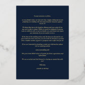Elegant Chic Gold Navy Photo Sophisticated Wedding Folieneinladung (Rückseite)