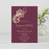 Elegant Chic Gold Paisley Einladung (Stehend Vorderseite)