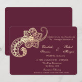Elegant Chic Gold Paisley Einladung Hochzeit (Vorne/Hinten)