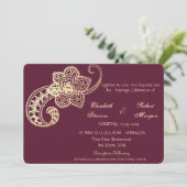 Elegant Chic Gold Paisley Einladung Hochzeit (Stehend Vorderseite)