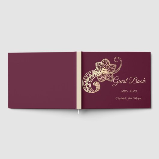 Elegant Chic Gold Paisley Gästebuch (Voll)