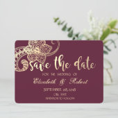 Elegant Chic Gold Paisley Save the Date (Stehend Vorderseite)
