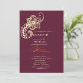 Elegant Chic Gold Paisley Script Wedding Einladung (Stehend Vorderseite)
