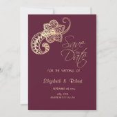 Elegant Chic Gold Paisley Stars Rett Save The Date (Vorderseite)