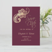 Elegant Chic Gold Paisley Stars Rett Save The Date (Stehend Vorderseite)