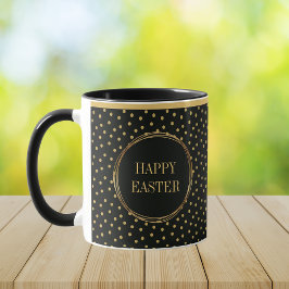 Elegant Chic Gold Polka Dots Happy Oaster Tasse