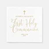 Elegant Chic Gold Script Erste Heilige Kommune Serviette (Vorderseite)