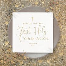 Elegant Chic Gold Script Erste Heilige Kommune