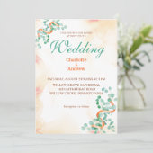 Elegant Chic green Eucalyptus Wedding Einladung (Stehend Vorderseite)