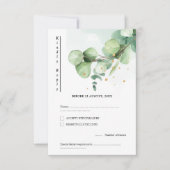Elegant Chic Green Eucalyptus Wedding Gold Akzente RSVP Karte (Vorderseite)
