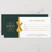 Elegant Chic Green Gold Business Gift Certificate (Vorne/Hinten)