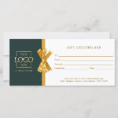 Elegant Chic Green Gold Business Gift Certificate (Vorderseite)