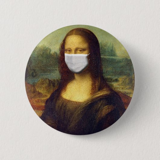 Elegant Chic Green Mona Lisa Covid 19 Gemälde Button (Vorderseite)