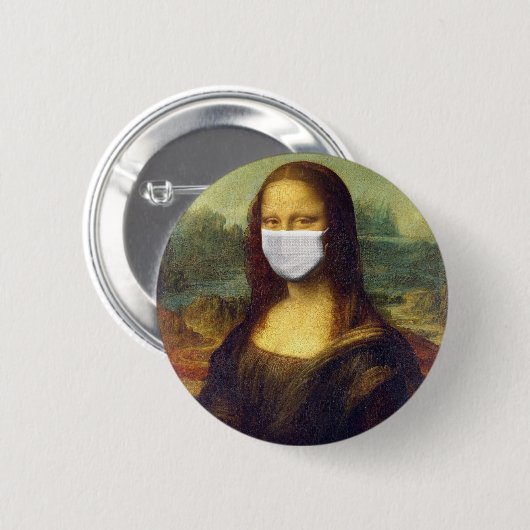 Elegant Chic Green Mona Lisa Covid 19 Gemälde Button (Vorne & Hinten)