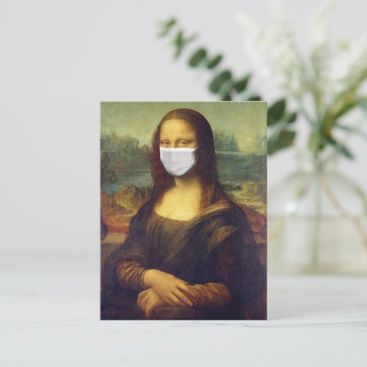 Elegant Chic Green Mona Lisa Covid 19 Gemälde Postkarte (Stehend Vorderseite)